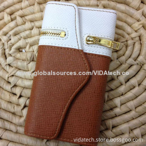 Leather Pouch Case with Zipper, for iPhone 5/5S, Factory